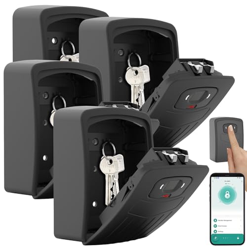 Xcase außen-Schlüsselsafe: 4er Smarter Schlüssel-Safe mit Fingerabdruck-Erkennung, App (Schlüsselsafe Fingerabdruck, Smarter Schlüssel-Tresor)