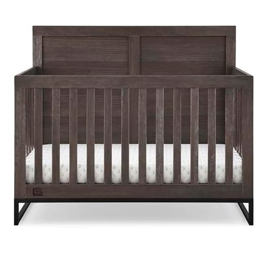 Simmons Kids Foundry 6-in-1 Convertible Baby Crib, Rustic Grey with Matte Black