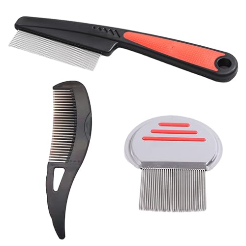 Thoquene 3 Stück Schuppenkamm, Edelstahl Schorfkamm Erwachsene, Flohkamm Hund