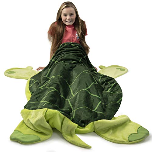 Cozy Turtle Blanket For Children, Pocket Style Kids Tail Blanket Made Of Extra-Soft And Durable Fabric | Tortoise Design | Warm And Comfortable, Sleep Sacks For Movie Night, Sleepovers, Camping #TOP1