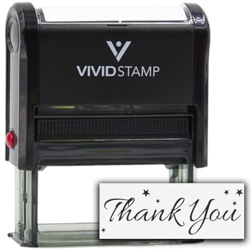 Thank You w/Stars Self Inking Rubber Stamp (Black Ink) - Medium
