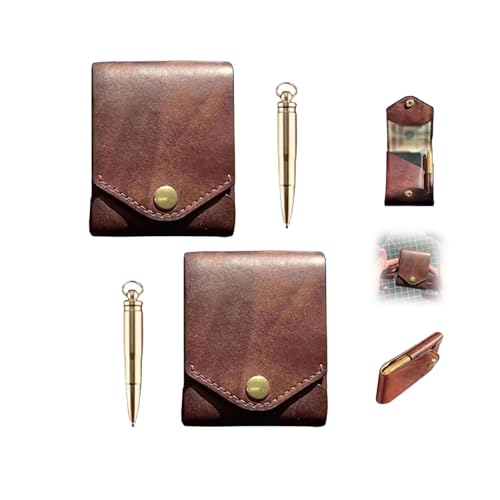 Vintage Handmade Leather Wallet, Multifunctional Compact Wallet, Vintage Wallet with Pen Slot, Multifunctional Handmade Leather Wallet for Men (2pcs)