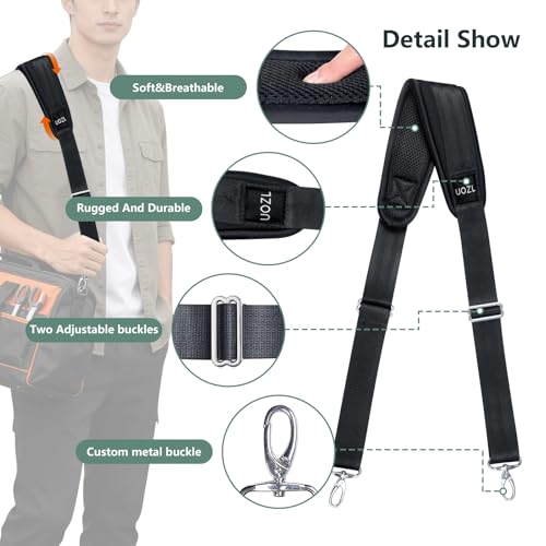Image of 67 Inch Shoulder Straps, Soft with Ultra-Thick Fixed Shoulder Pad, Two Way Independently Adjustable Buckle Replacement Straps for Laptop Bag Messenger Bag Tool Bag Luggage,Black
