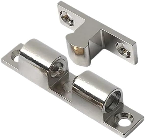 Wholesale Furniture Door Ball Latch Brass Double Roller Spring Ball Catch Latches Cabinet Closet Door Adjustable Tension Latch(Silver-50MM,6PCS)