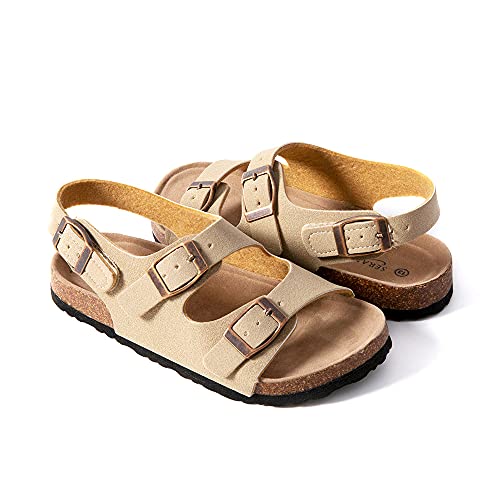 Seranoma Jr Castaway Slide Sandals For Kids - Comfortable Slip On Cork Footbed Sandals Adjustable Buckles - Girls Slip-Resistant Platform Summer Flat Sandals For Beach, Home, Indoor And Outdoor Use #TOP2