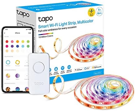 TP-Link Tapo Smart LED Light Strip, 5m, Wi-Fi App Control RGBW Multicolour LED Strip, PU Coating, Works with Alexa & Google Home & Apple HomeKit, Suitable for TV Kitchen DIY Decoration (Tapo L930-5)