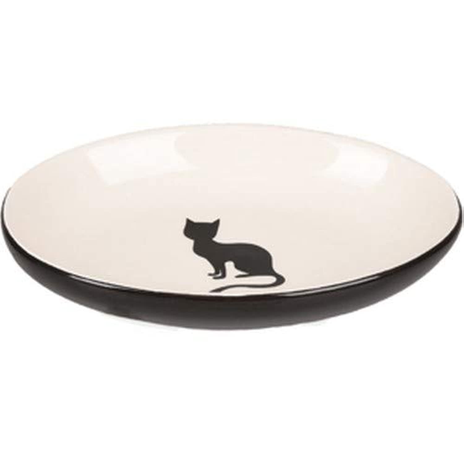 Flamingo 560687 talerz kot Nala ceramiczny owalny czarno-biały 90 ml 13 cm