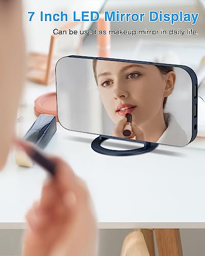 Digital Alarm Clock, Large Mirrored Led Display, With 2 Usb Charger Ports,Auto Dim,Snooze Function, 7 Inch Modern Desk Electronic Clocks For Bedroom Office Home Living Room - Blue #TOP4