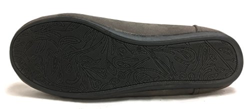 Blueberry Womens Faux Soft Suede Fur Lined Moccasin House Slippers (Moccasin-21) Grey, 7