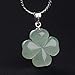 iSTONE St. Patrick's Day Four Leaf Clover Pendant Necklace Green Aventurine Gemstone Pendant Necklace 18