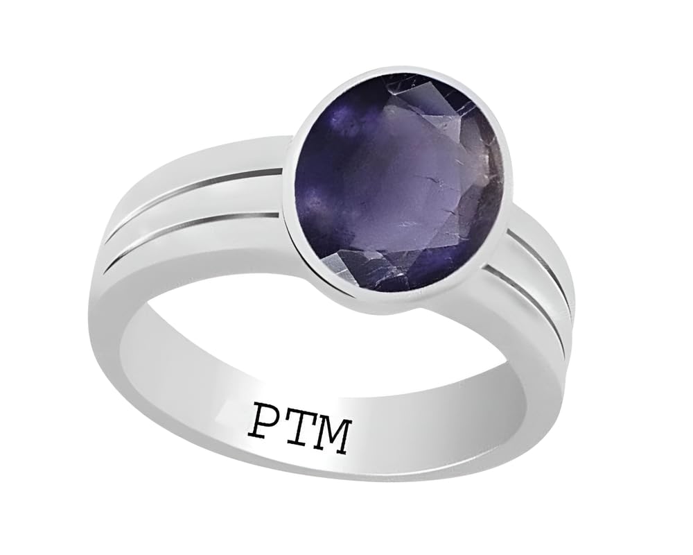 PTM 925 Sterling Silver Neeli/Iolite 3.25 to 10.25 Ratti or 3.00 to 9.50 Carat Astrological Gemstone Bis Hallmark Ring for Men & Women
