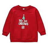 Generic Nouveau-né bébé garçon fille noël dessin animé lettre sapin de Noël imprimés manches longues pull pull pull Tops vêtements vêtements garcon tenue 80, rouge, 6-12 mois