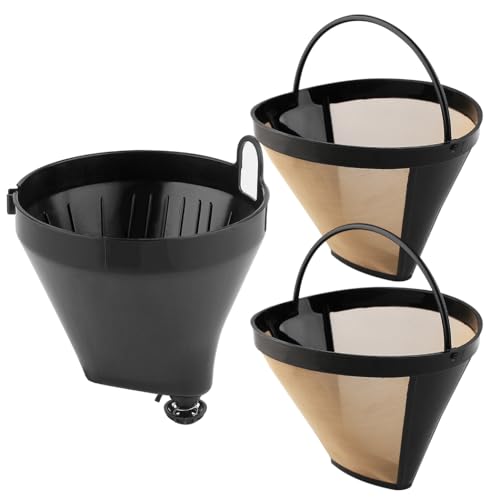 Veterger Replacement Filter Basket Holder with 2 Gold Tone Filters for Cuisinart DCC-1200 Coffee Makers - 12 Cup Compatible Parts
