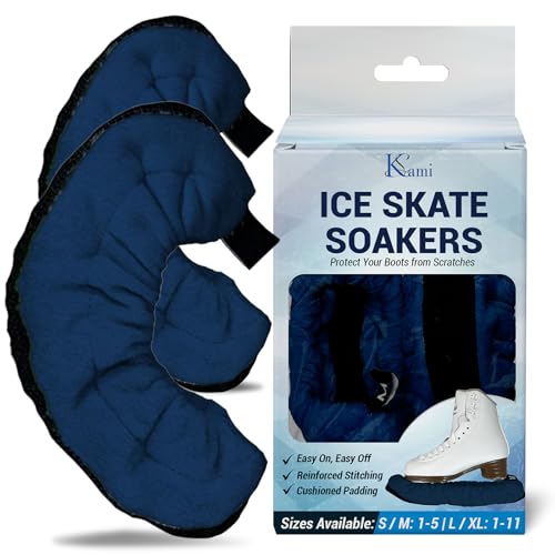 Kami-So Ice Skate Soakers | Durable Blade Protection | Lightweight Ice Skates Blade Covers | Moisture Wicking, Stretch Fabric, Reinforced Stitching | Prevents Nicks & Scratches | Large/X-Large (Na...