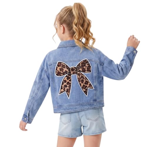 Image of WELAKEN Print Denim Jacket for Girls & Kids II Little Girl's Button Down Crop Jean Jacket Coat