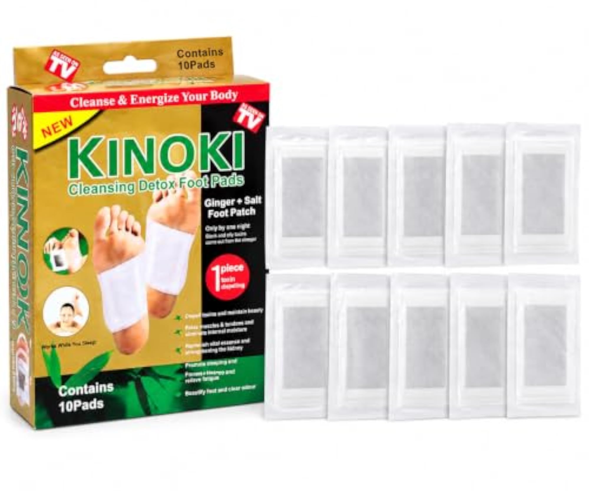KINOOKI Ginger Foot Pads, Self-Adhesive, Pack of 10