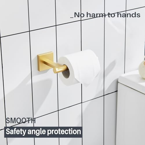 Image of KOKOSIRI Toilet Paper Holder Tissue Paper Dispenser for Bathroom Toilet Roll Holder Wall Mounted, Brushed Gold Stainless Steel B2008BG