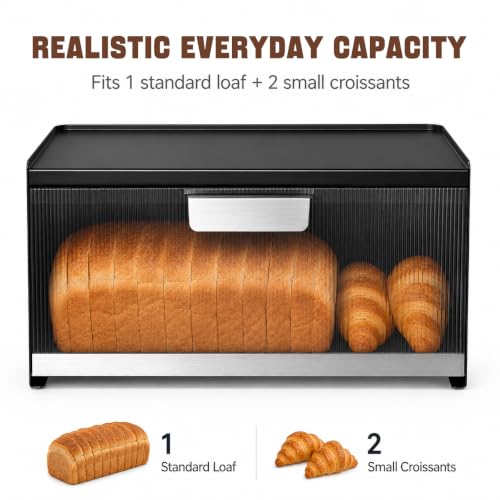 Metal Bread Box for Kitchen Countertop, 10 Qt Morden Small Breadbox by FiveHome - Image 3