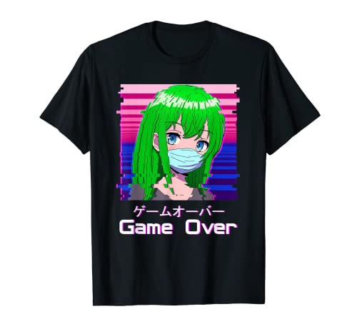 Anime Girl Game Over Vaporwave Glitch Antisocial Camiseta
