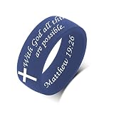SHNIAN Broad Index Finger Ring Dark Blue Silicone Ring Christian Religious Jewelry Scripture Ring Co