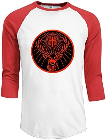 Adhra Lucky Men's Jagermeister Logo 3/4 Sleeve Baseball T Shirts/Short Sleeve/Top/Tee Apparel