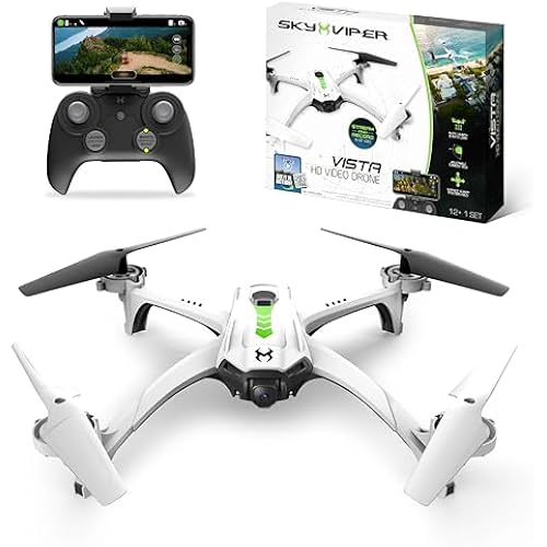 Sky Viper Vista HD Video RC Drone, Stream and Record, Optical Flow, Rechargeable Battery