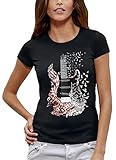 Imprimé en France PIXEL EVOLUTION T-Shirt Guitare Electrique Femme - Taille 4/XL - Noir