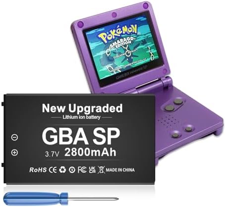 SHENMZ GBA Battery, Upgraded 2800mAh Ultra High Capacity Rechargeable Lithium-ion Battery for Nintendo GBA SP Gameboy Advance SP AGS-001 with Screwdriver