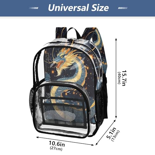 Dream Dragon Star Clear Backpack Heavy Duty See Through Transparent PVC BookBag for Kids Boy Girl School Work4