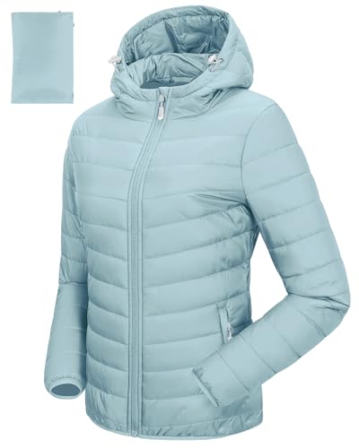 33,000ft Women's Hooded Packable Puffer Jacket Lightweight Warm Puffy Quilted Winter Coat