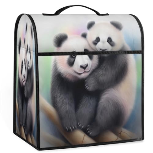 Coffee Maker Cover Watercolor Panda Animal Kitchen Appliance Covers Small Appliance Covers Blender Cover Juicer Cover Dust Covers for Kitchen Appliances with Top Handle and Pockets,Washable,C681