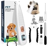 Chien Paw Trimmer avec LED Light, Paw Trimmer pour chiens 0.8inch/20mm Lame large, Kit de grooming pour les cheveux d'animal avec pince à ongles de chien, Pistolet électrique sans fil de g Rooming pour pattes, oreilles, visage, rouille (White-02)