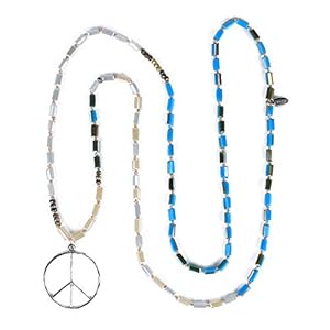 KELITCH Colliers Pendentif Signe De Paix Colliers Cristaux Nouveaux Colliers Longue pour Femmes Collier De Perles en Bois Ovale