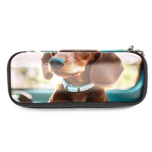 Astuccio estetico Scatola di matite Cane in macchina Piccola matita Pouchhh marrone