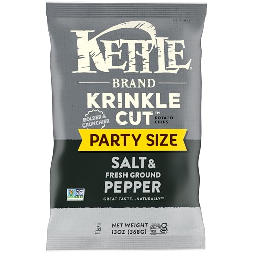 Image of Kettle Brand Potato Chips, Krinkle Cut, Salt & Ground Pepper Kettle Chips, Party Size, 13 Oz