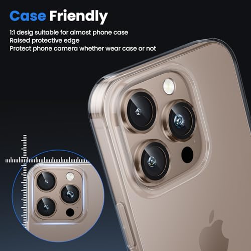 Image of Lensarmor Desert Titanium iPhone 16 Pro /Pro Max Camera Lens Protector - 9H Tempered Glass, Scratch Resistant, Flash Friendly, Premium Protection