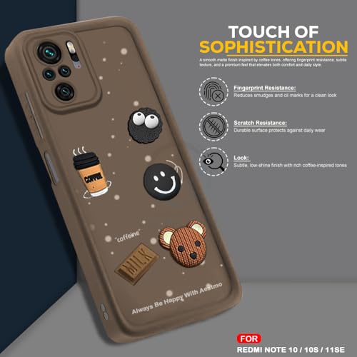 Image of AESTMO Back Case Cover for Redmi Note 10 / 10S Cover | Cute Fun Cartoon 3D Ball | Coffee Silicone Case | Full Body Protection | Camera Protection Back Cover for Redmi Note 10 / 10S (Brown)