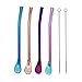 Produktbild Set mit 4 Edelstahl-Strohhalmen, bunt, Filter-Strohlöffel, wiederverwendbar, Tee-Yerba Mate Bombilla Trinkhalme, inkl. Reinigungsbürste