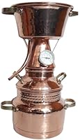 Dr. Richter Destille Alquitara aus Kupfer 2 Liter mit Thermometer - Modell mit 3 Sieben (anmeldefrei) | Destillieranlage für ätherische Öle, Hydrolate (Pflanzenwasser), destilliertes Wasser