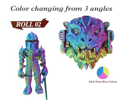 Image of LOVOON Silk PLA 3D Printer Filament Bundle 2 KG, PLA Filament 1.75mm, Shiny Silk Tri Color Blue /Yellow /Red and Rose Red /Sky Blue /Yellow, Color Change by Angle 3D Printer PLA Filaments, 1KG X 2 Spools