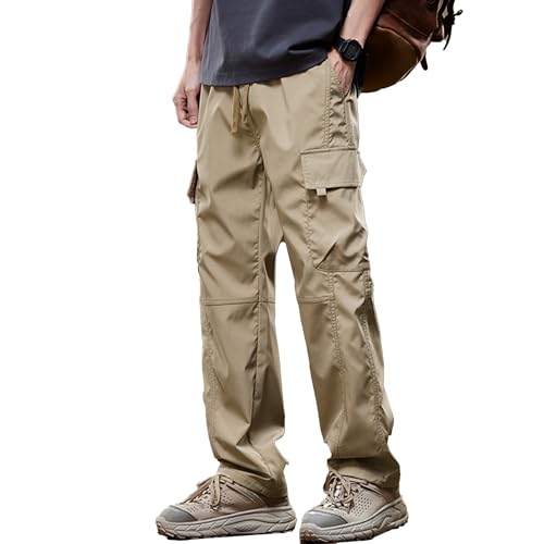 XYXIONGMAO Men's Multi Pocket Black Hip Hop Loose Baggy Casual Tactical Pants Streetwear Sweatpants Techwear Cargo Pants