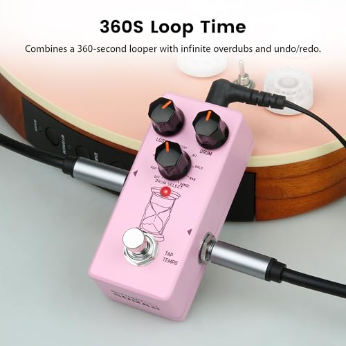 Image of SORAN JLP-01 Rhythm Loop Looper Pedal for Electric Guitar, 360s Stereo Loop Station with 9 Drum Machine Styles & Smart Tempo Sync, Digital loop Pedal with USB-C Export for Electric Guitar