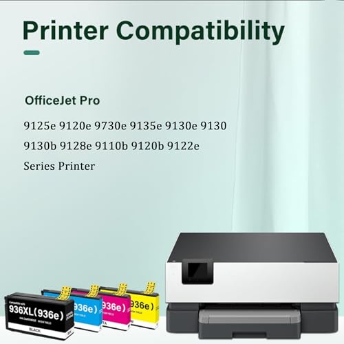 Image of 936XL 936e Ink Cartridges Combo Pack for hp Printers, Compatible with OfficeJet Pro 9125e 9120e 9730e 9135e 9130e 9130 9130b 9128e 9110b 9120b 9122e Series Printer (4 Pack)