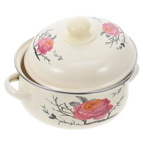 Alipis Marmite en Émail Couvercle pour Cuisinière à Gaz, Design Compact et Chauffage Uniforme, pour Cuisson de Soupe et Plats Mijotés