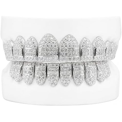 Custom Moissanite Grillz Lab Diamond Grills for Your Teeth for Men Women, Customized Grillz with 18K Gold Plated S925 Silver VVS Certified Bling Luxury Iced Out Hip Hop Jewelry Costume Rapper with Molding Impression Kit Set