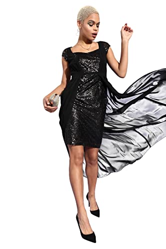 Image of Miss Chase Women's Black Embellished Fit & Flare Maxi Dress