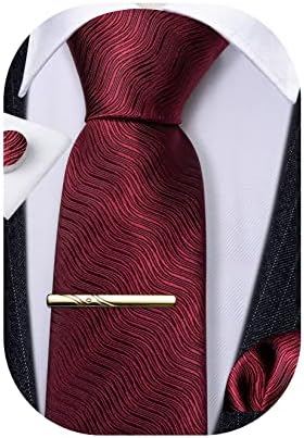 Barry.Wang Men Tie Set Pure Color Necktie Handkerchief Cufflink Silk Exquiste Party Classic Anniversaries
