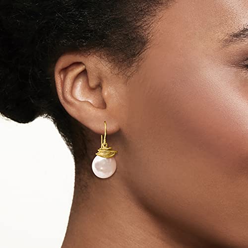 Ross-Simons 18kt Gold Over Sterling Baroque Pearl Earrings #TOP12