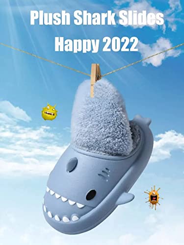 Winter Cloud Slides Shark Slippers Adults Cartoon Fuzzy Slippers Nonslip Soft Comfy Home Slippers2
