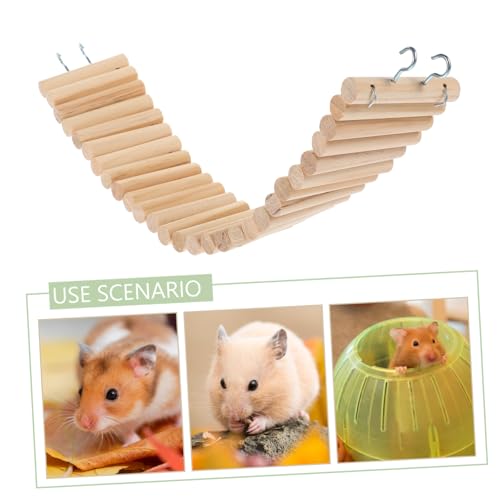 DECOMELODY Wooden Hamster Ladder Bridge Toy PET Climbing Bridge for Hamster Cage Suspension Toy for Small Animals for Habitats and Bird Cages